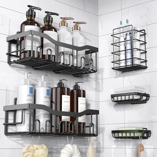 EUDELE 5-Pack Adhesive Shower Caddy Set gallery image 2