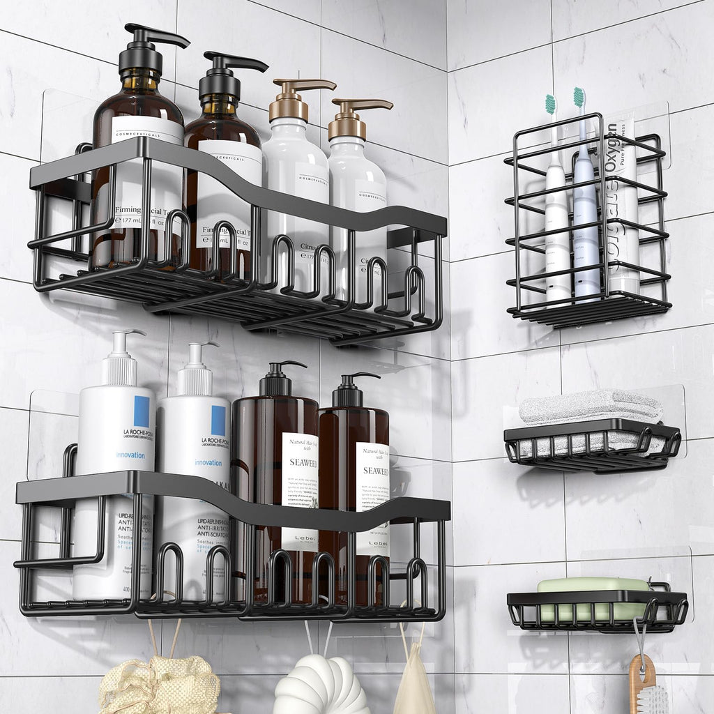 EUDELE 5-Pack Adhesive Shower Caddy Set gallery image 1