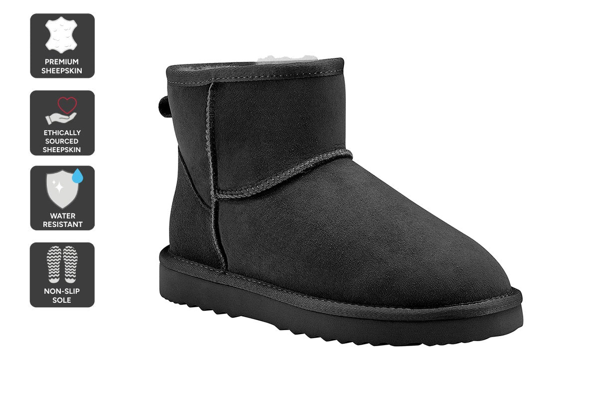 UGG Outback black Mini Classic boot front three-quarter view