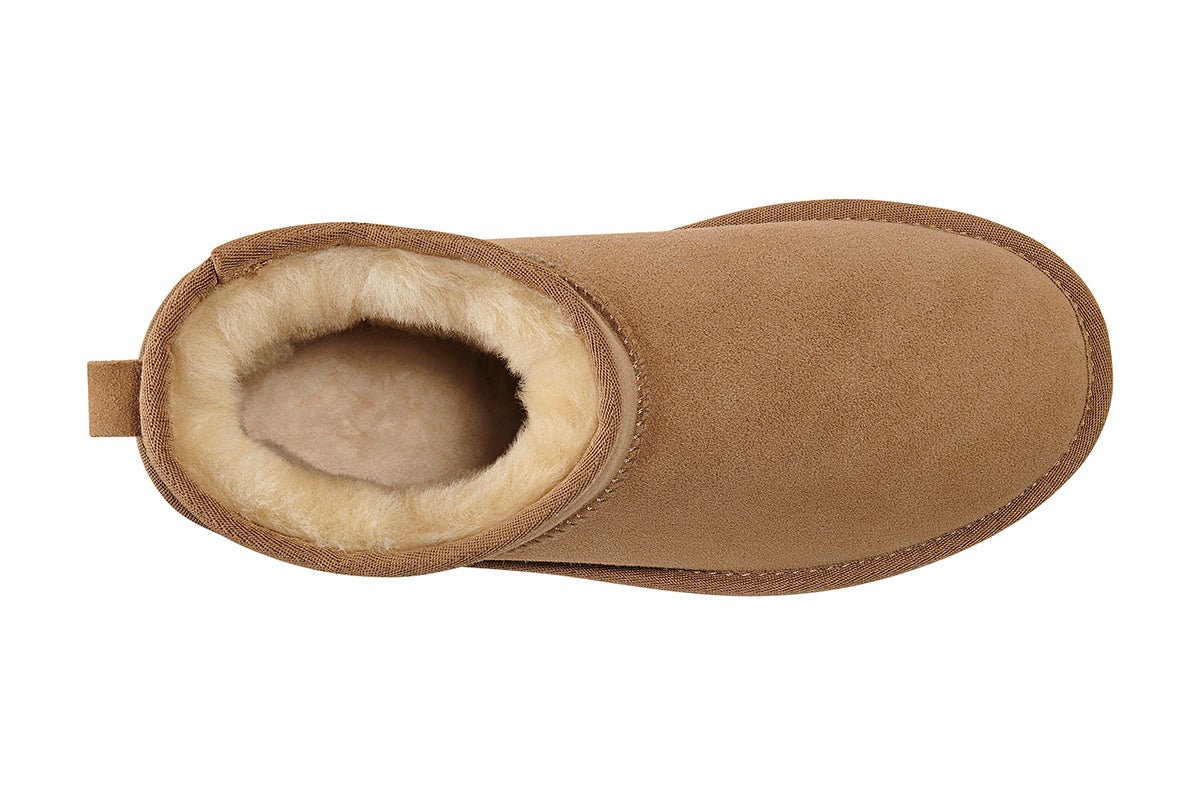 UGG Outback chestnut Mini Classic boot wool lining viewed from above