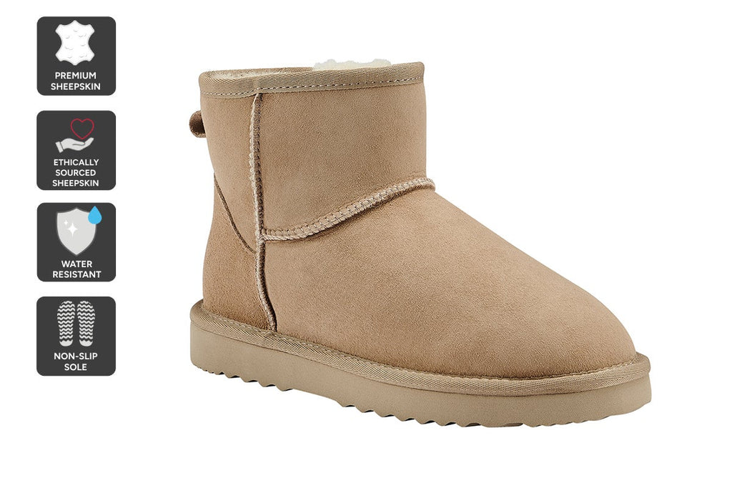 UGG Outback sand Mini Classic boot front three-quarter view