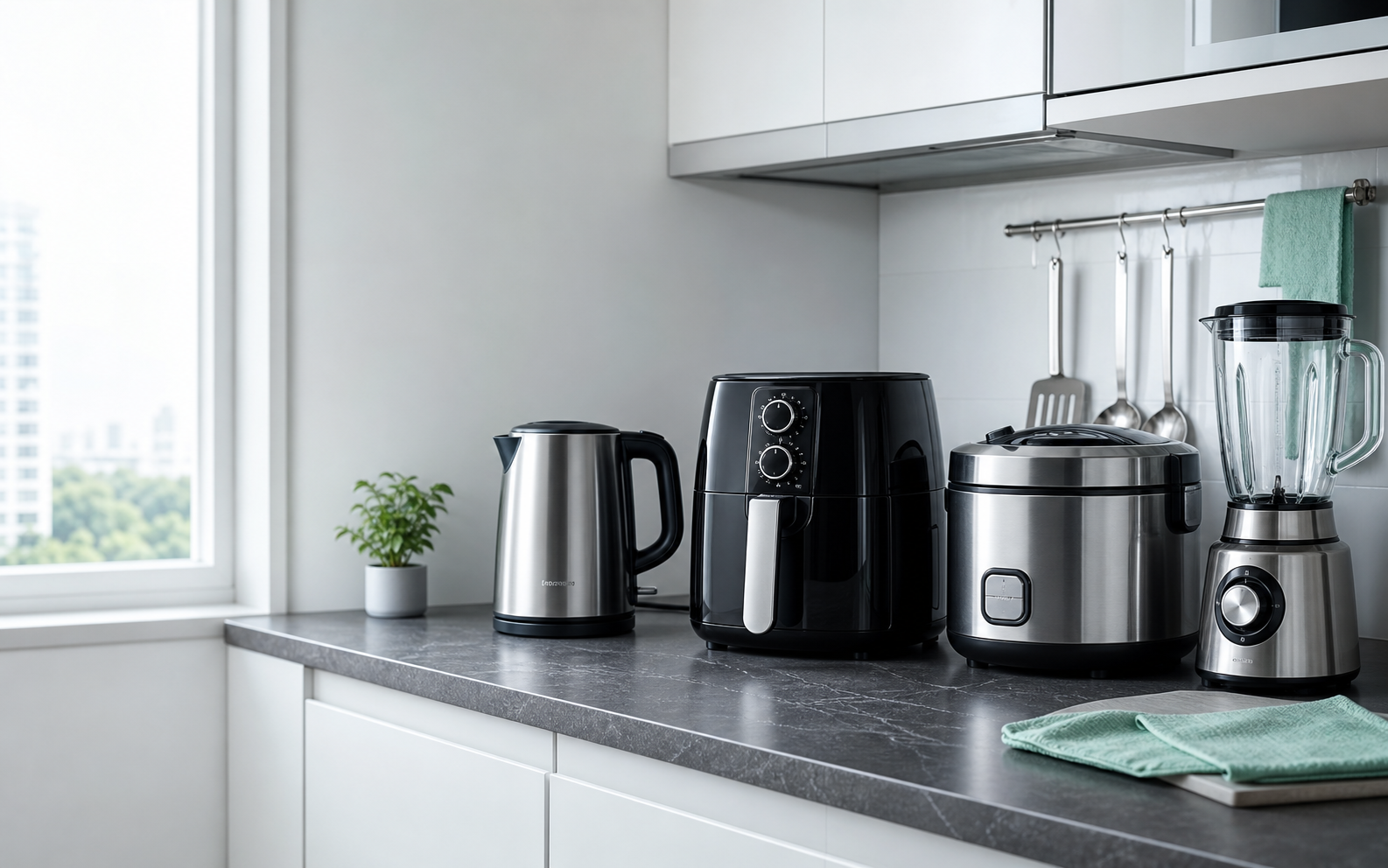 Modern kitchen with compact everyday appliances